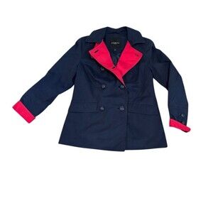Talbots Petites Military Jacket Womens Petite S Navy Blue Double Breasted